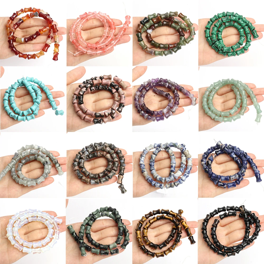 

Natural Stone Agates Malachite Amethyst Tiger Eyes Crystal Bamboo Joint Shape Spacer Beads Jewelry Making DIY Bracelet Accessory