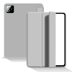 Premium PU Leather Flip Stand Tablet Case with Soft Silicone Back Shell for Redmi Pad SE 11 - inch (SZ - Gray)