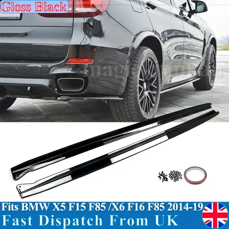 Magickit Per Bmw X5 F15 F85 M Performance Side Skirt Extension Blades Nero Lucido 2013-18