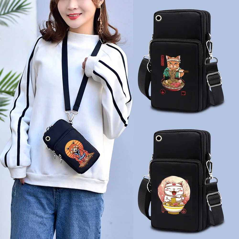 

Mobile Cell Phone Bag Case Harajuku Universal Wrist Pouch for iPhone 12 11 Pro Max 8 Anime Japan-cat Purses Shoulder Packages
