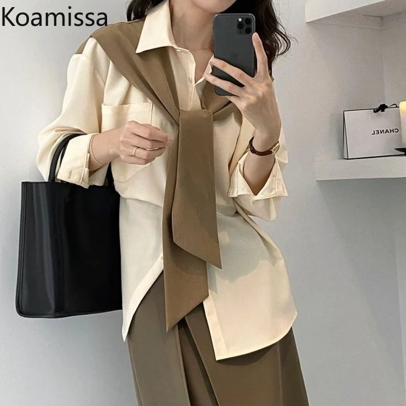 

Женский шифоновый костюм Koamissa, элегантный комплект из трех предметов, рубашка с длинным рукавом и разрезом, модель 2022 юбка-шаль, Прямая поставка