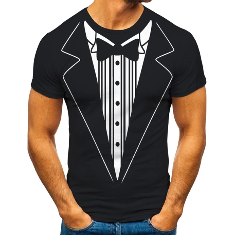 Mens Funny 3D Print Tuxedo T Shirt