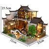 NEW DIY Wooden Doll Houses Japanese Ancient Casa Miniature Building Kits with Furniture Led Dollhouse for Adults Christmas Gifts 6