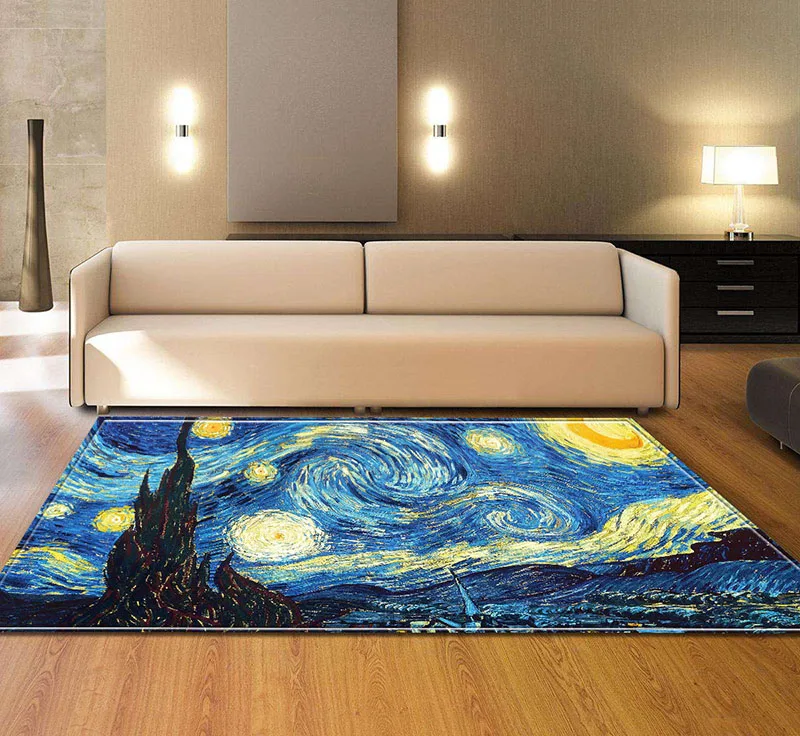 

Van Gogh Oil Pattern Carpet For Living Room Child Bedroom Floor Mat Anti-slip Kitchen Carpet Coffee Table Mat Doormat