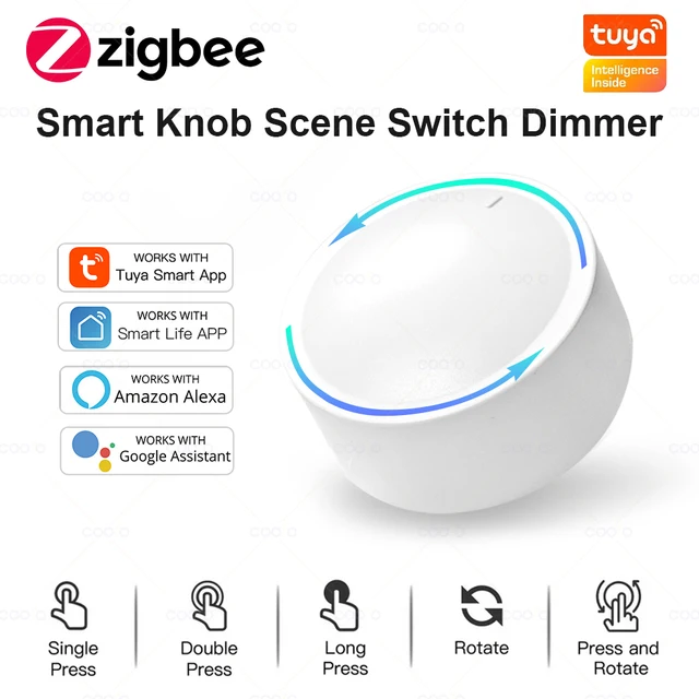 New Tuya ZigBee Smart Knob Switch DIY Wireless Scene Button Rotatable Dimmer Switch Home Appliances Automation Linkage Remoter 1