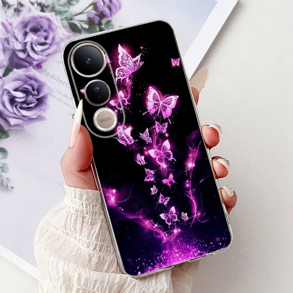 Clear Fashion Luxury Cute Cartoon Cat TPU Bumper Phone Case Cover