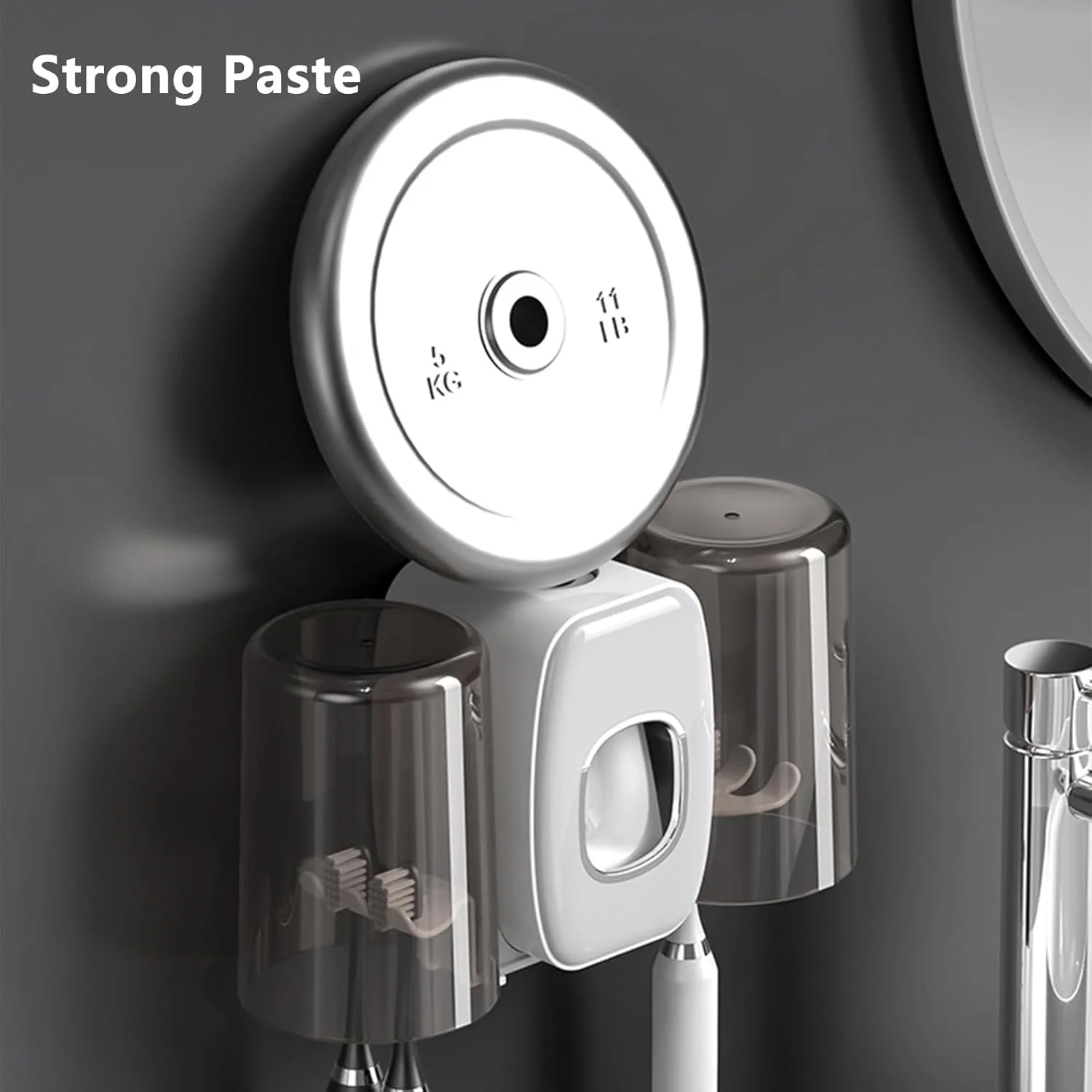 2 in 1 Toothpaste Dispenser Toothpaste Squeezer For Bathroom Automatic Wall Mounted Toothbrush Holders set with 2 tooth cup