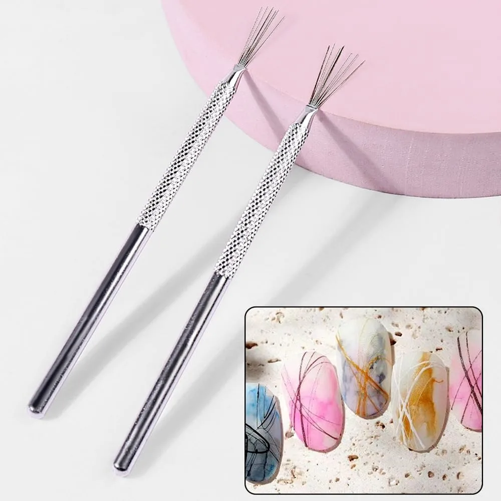 7-pin Nail Liner Nail Art Tools, Stripe Lines Nail Art Pens Bendable Pins Ultra-thin Line Nail Brush Spider Gel Nail Art Line 4
