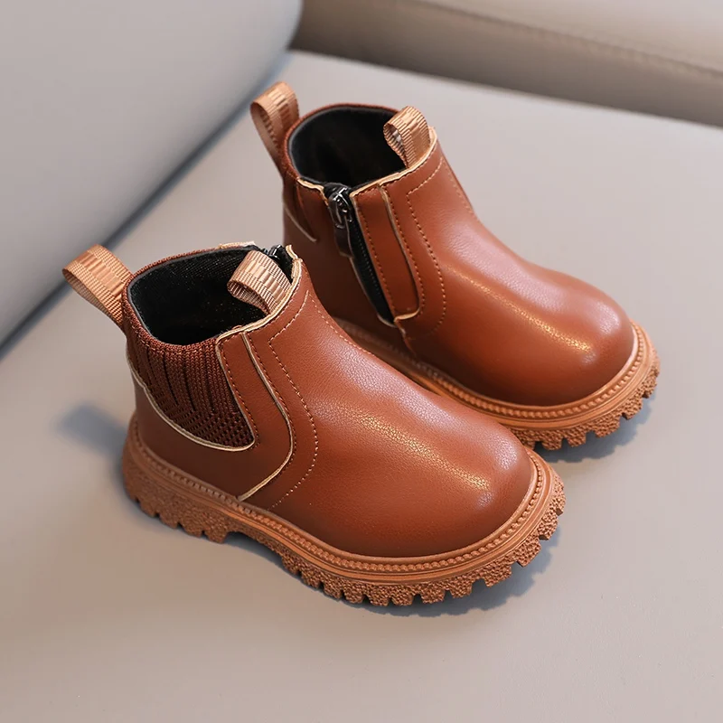 Children's Short Boots Autumn Fashion Boys Girls Handsome Casual All-Match Comfortable Side Zipper Non-Slip Ankle Boot children boots