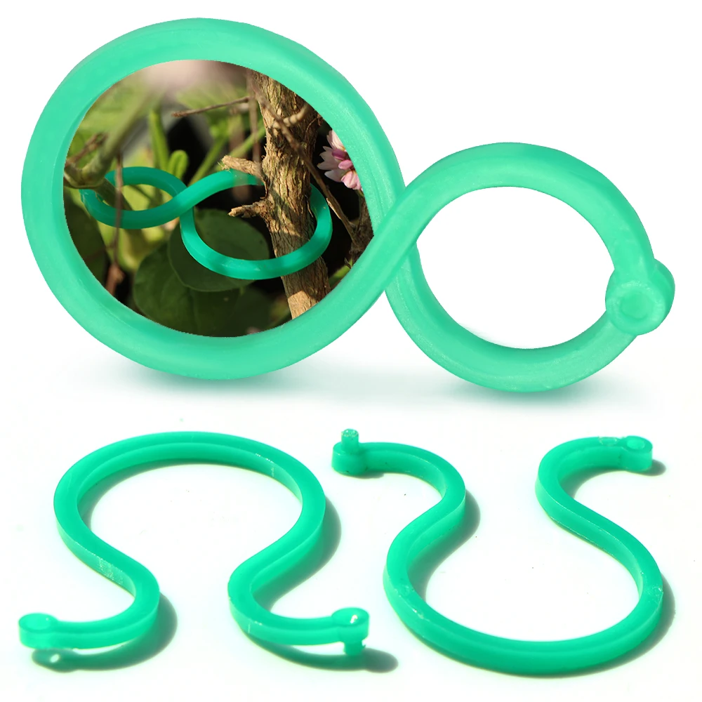 

30-100PCS Plastic Garden Vine Strapping Clips Tie Plant Bundled Buckle Ring Greenhouse Tomato Grapevine Hook Plants Support Tool