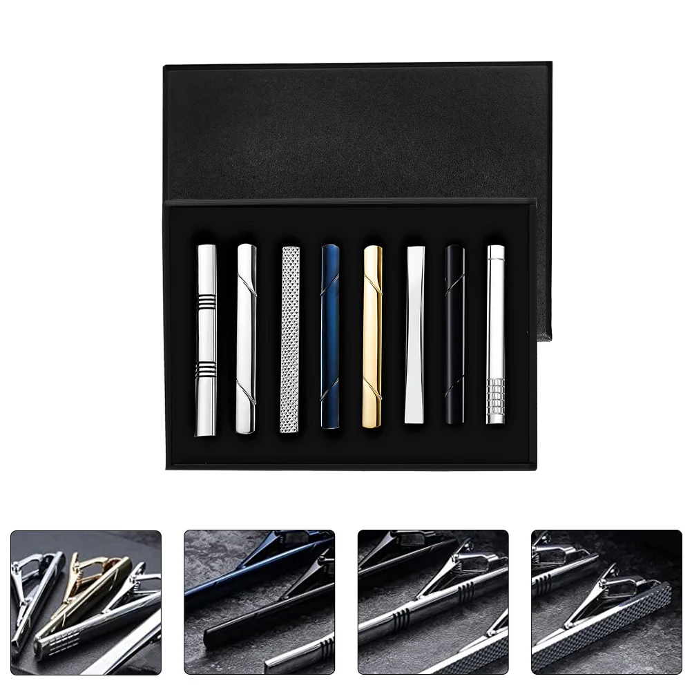 8 Pcs Tie Clips Tack Men's Suit Decoration Business Necktie Bar Man Bow Ties for Pretied