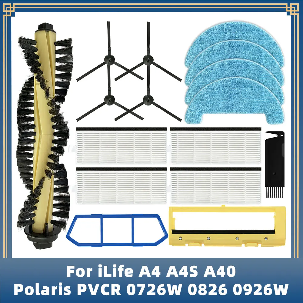 

Запчасти для робота-пылесоса iLife A4 A4S A40 Polaris PVCR 0726 Вт 0826 0926 Вт Amibot Spirit H2O, основная боковая щетка, Hepa фильтр, швабра