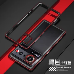 Sleek Metal Bumper Phone Case with Camera Lens Protector (Black - red)