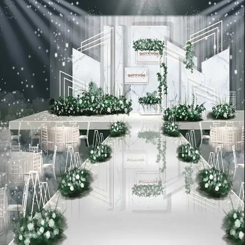 Size Customization Shine Silver Gold White Mirror Carpet Wedding Aisle Stage Rug Home Wall Holiday Party Table Decoration Panel