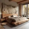 Log Simple Art Furniture Master Bedroom Full Solid Wood Bed Homestay Hotel Double Bed 4