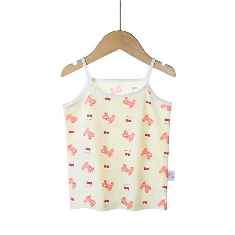 Baby Girls Sleeveless Vest Kids Cartoon Print Camisole Korean Style Topss Summer 2 To 8 Yrs Children's Clothing