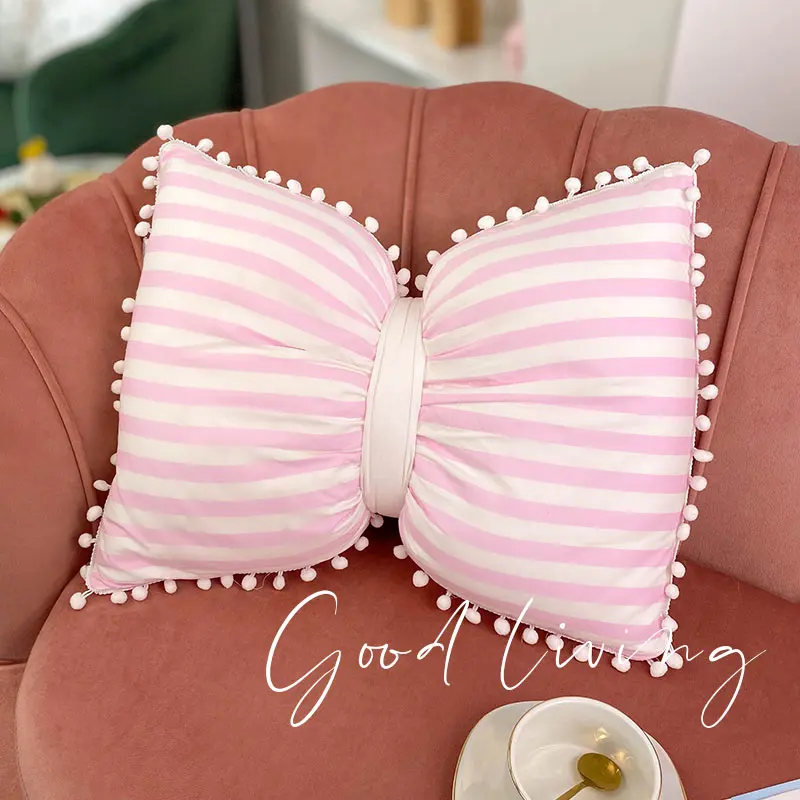 Muzzi High Quality Toys Kids Bowknot Bow Pillows Black And White Striped Neck Pillow Decorative Soft Pillow For Kids Room