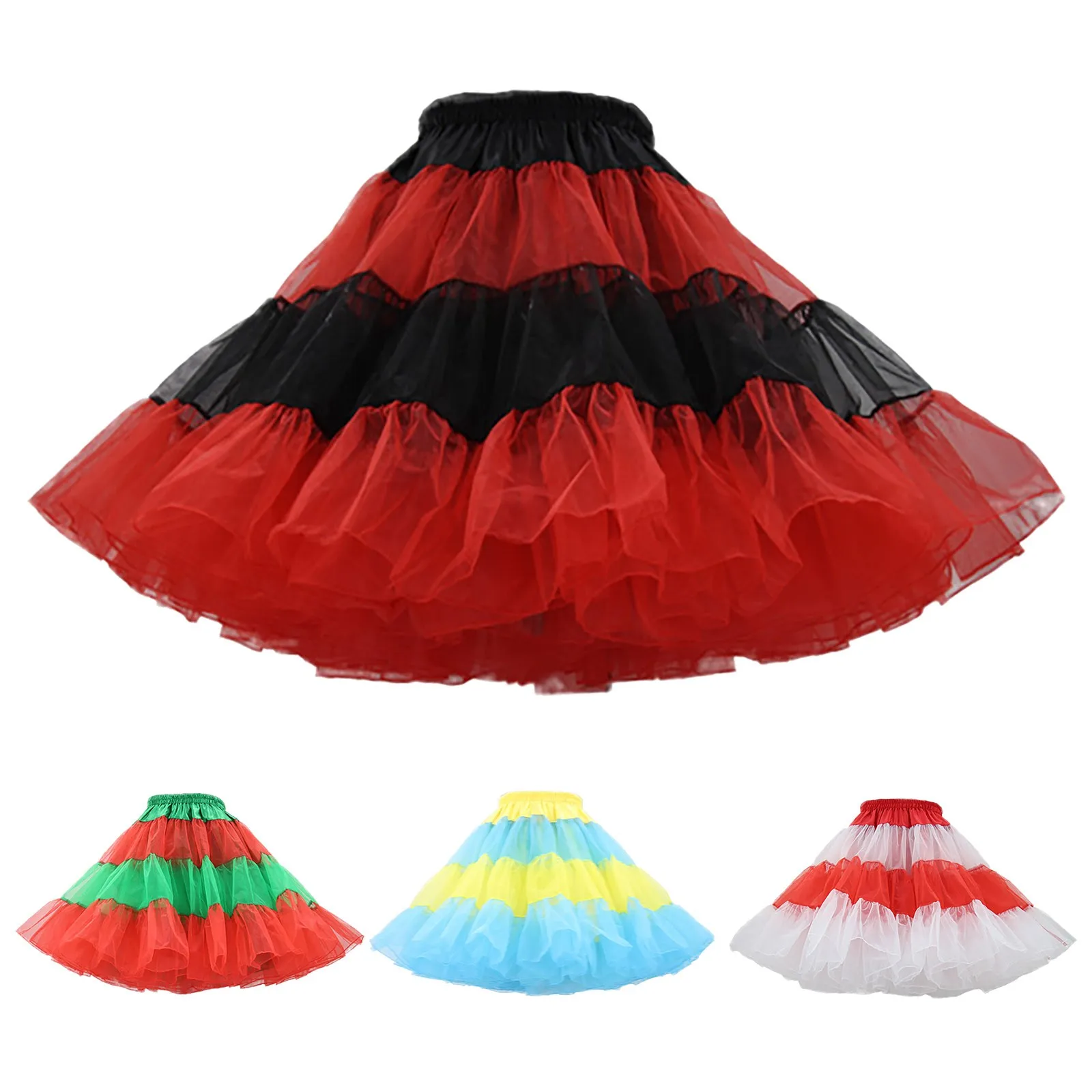 

New Mesh Women'S Candy Color Multicolor Skirt Support Half Body Puff Petticoat Colorful Small Colorful Small Short Skirt