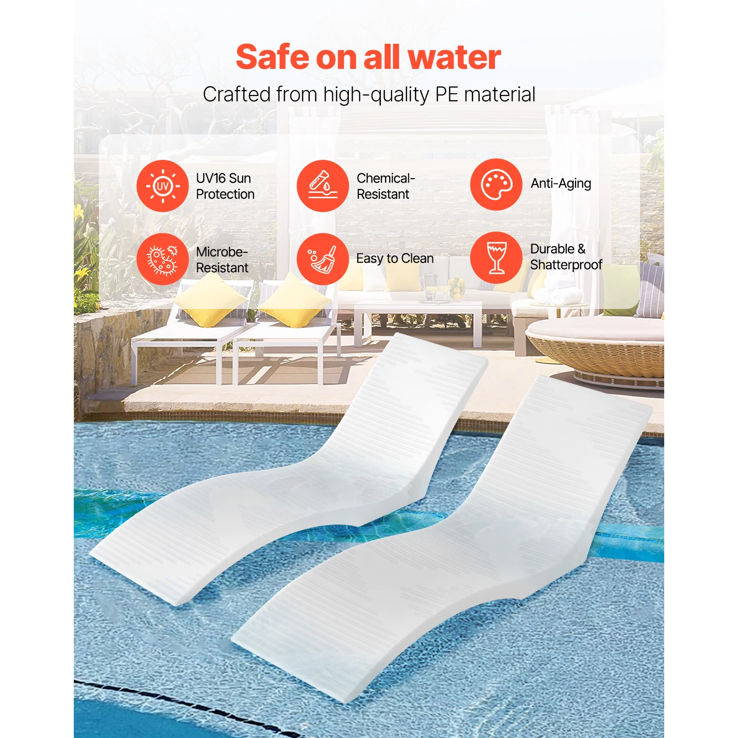 PE Pool Chaise Lounge Chair Floating Water Chair