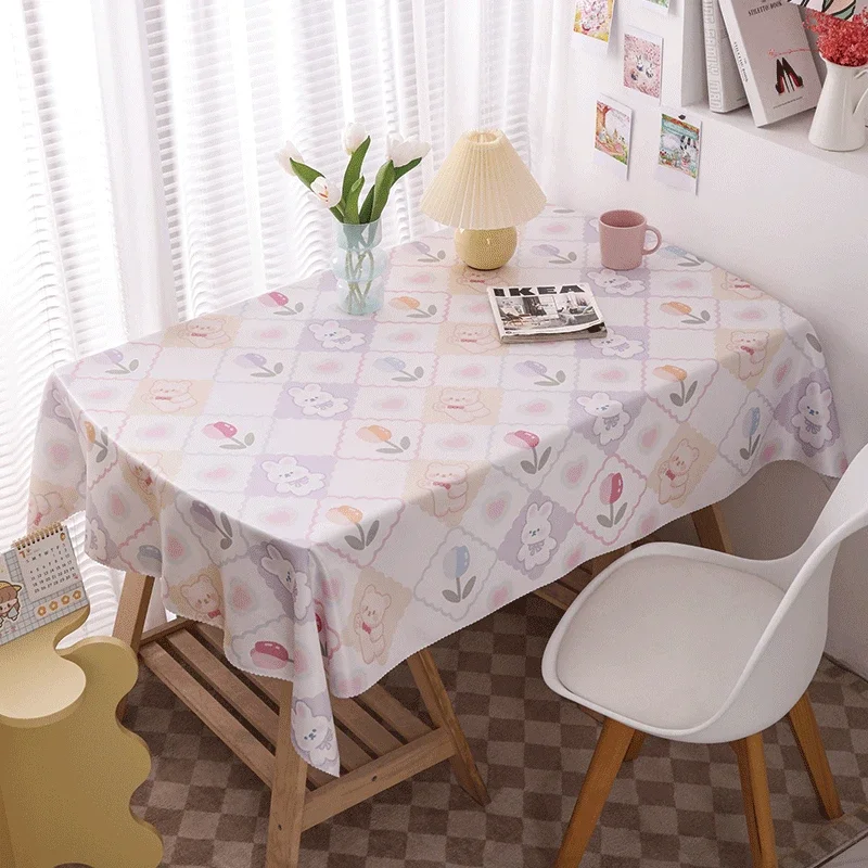 

The Cartoon Waterproof Cloth Dormitory Dressing Home Rectangle Dining Table Cover Tulip table is a bowling table.