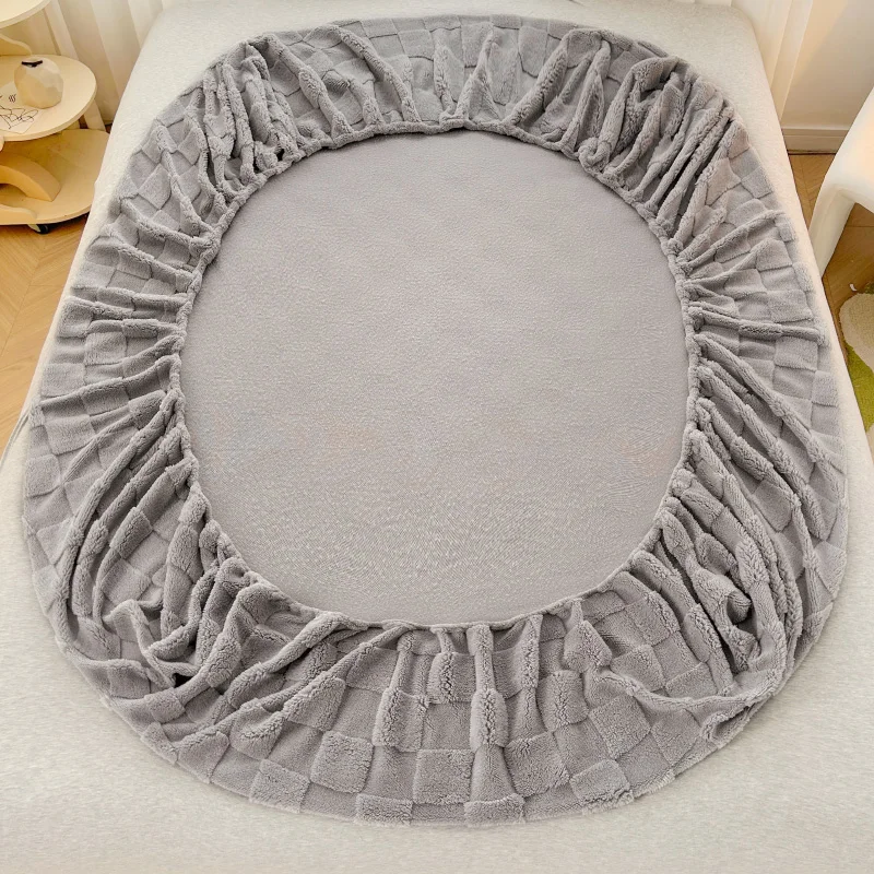 Winter Warm Fitted Bed Sheet Taff Velvet Fleece Bed Linen Single/Double/King/Queen Size Plush Mattress Cover Thick Bed Cover 4