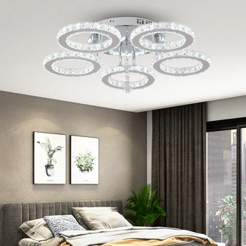 Crystal Led Ceiling Lamp With Remote Control Modern Chandelier Light Hanging Pendant Lamps Indoor Decora Surface Mounted Fixture 2