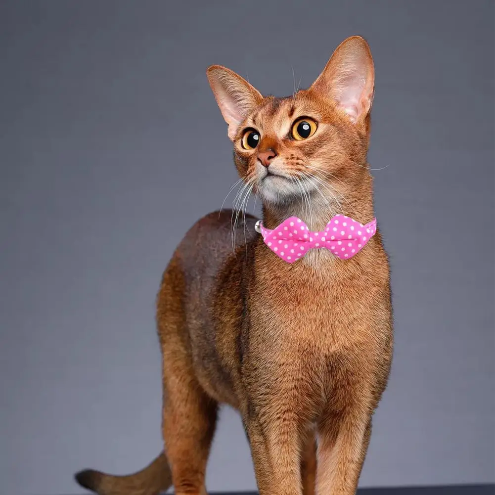 

Pet Collar With Bell Adjustable Bowtie Cat Collar With Bell Stylish Safe Pet Accessory For Kittens Puppies Rust-resistant Bell