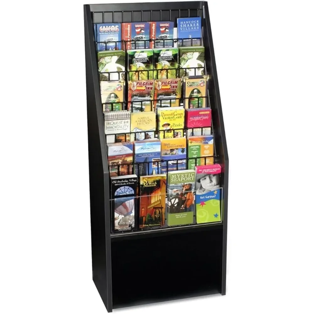 

12 or 24-Pocket Literature Rack Brochure Holder Stand for Floor - Black freight Free Book Shelf Office