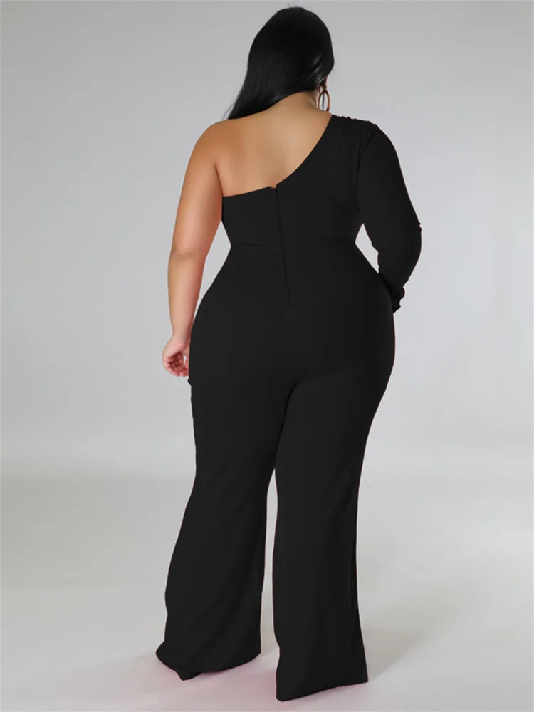Wmstar Plus Size Women Clothes Jumpsuit Solid Single Sleeve Fashion Sexy Mesh Side Patchwork Romper Wholesale Dropshipping 2022