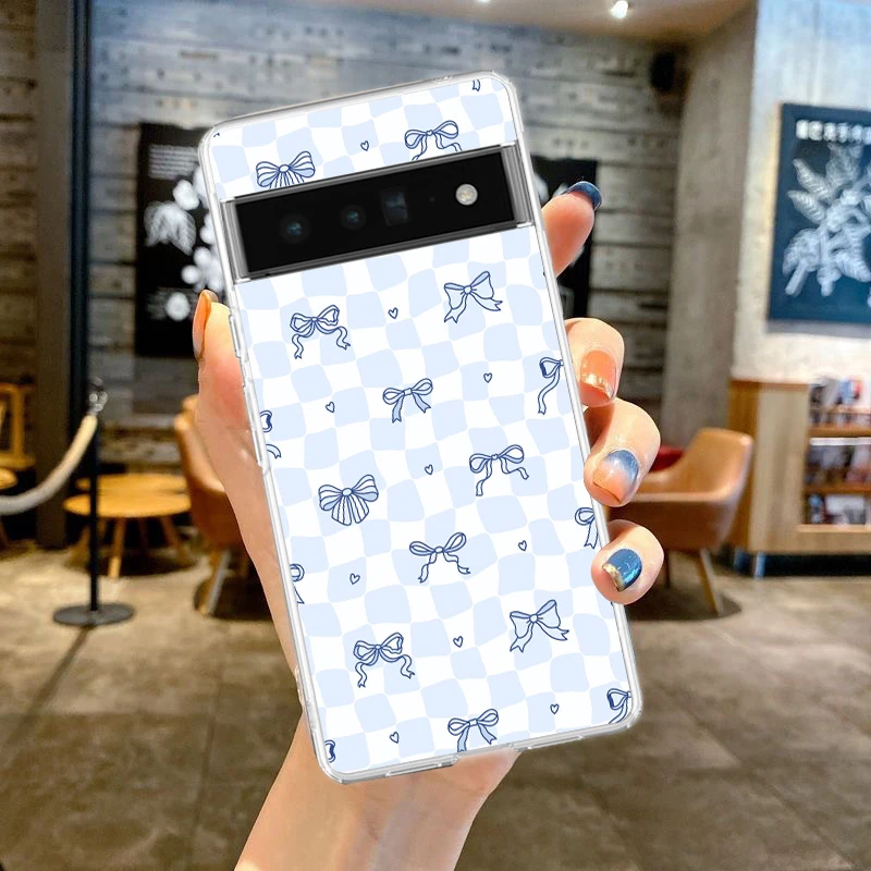 Elegant Soft Clear TPU Phone Case with Cute Pink Heart and Bow Design