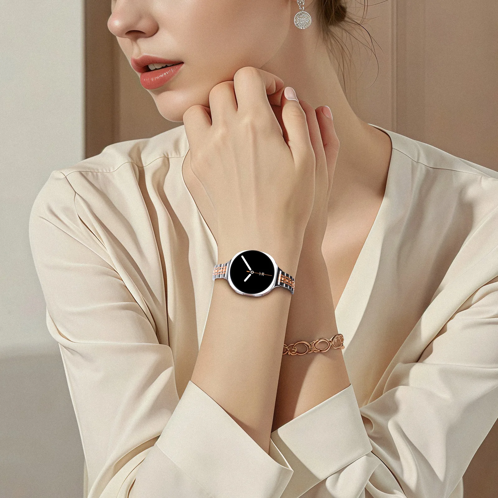 Elegant Stainless Steel Watch Strap - Metal Link Bracelet
