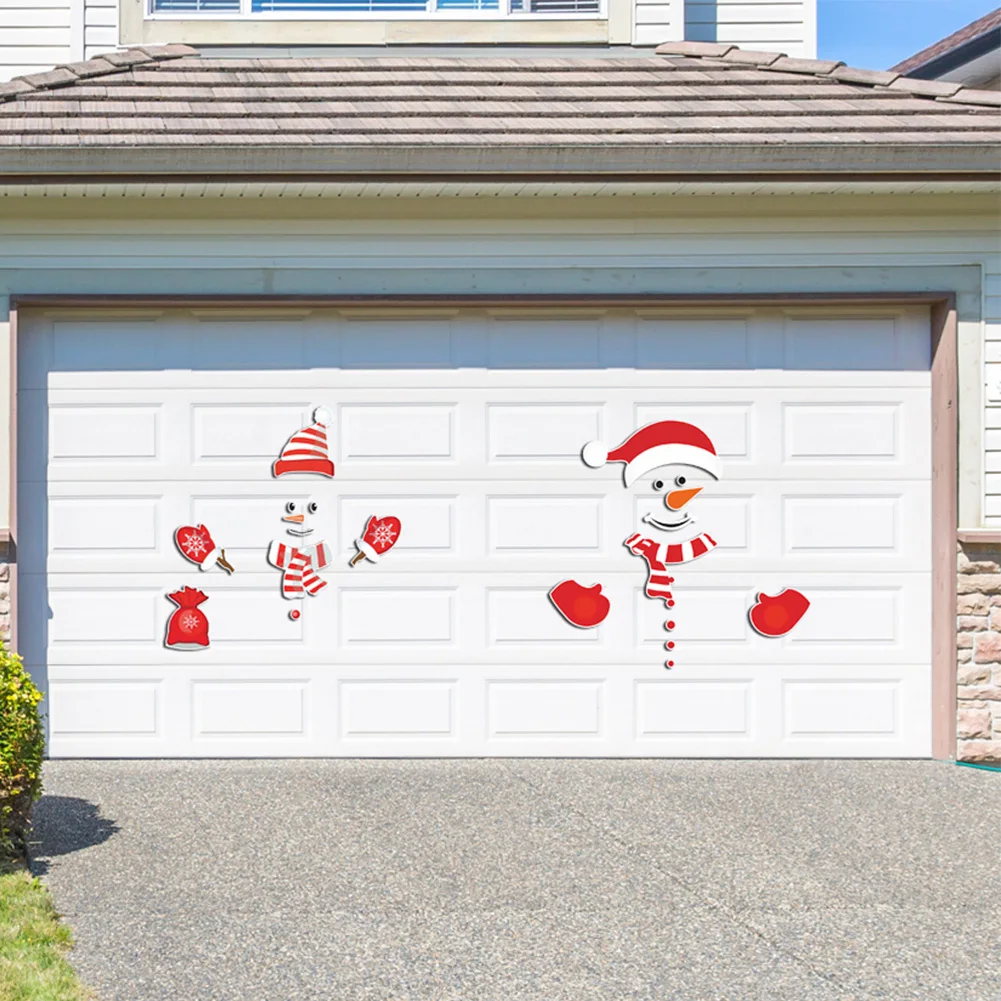 New Christmas Snowman Expression Magnetic Refrigerator Sticker DIY Cartoon Garage Door Waterproof Wall Sticker Decoration