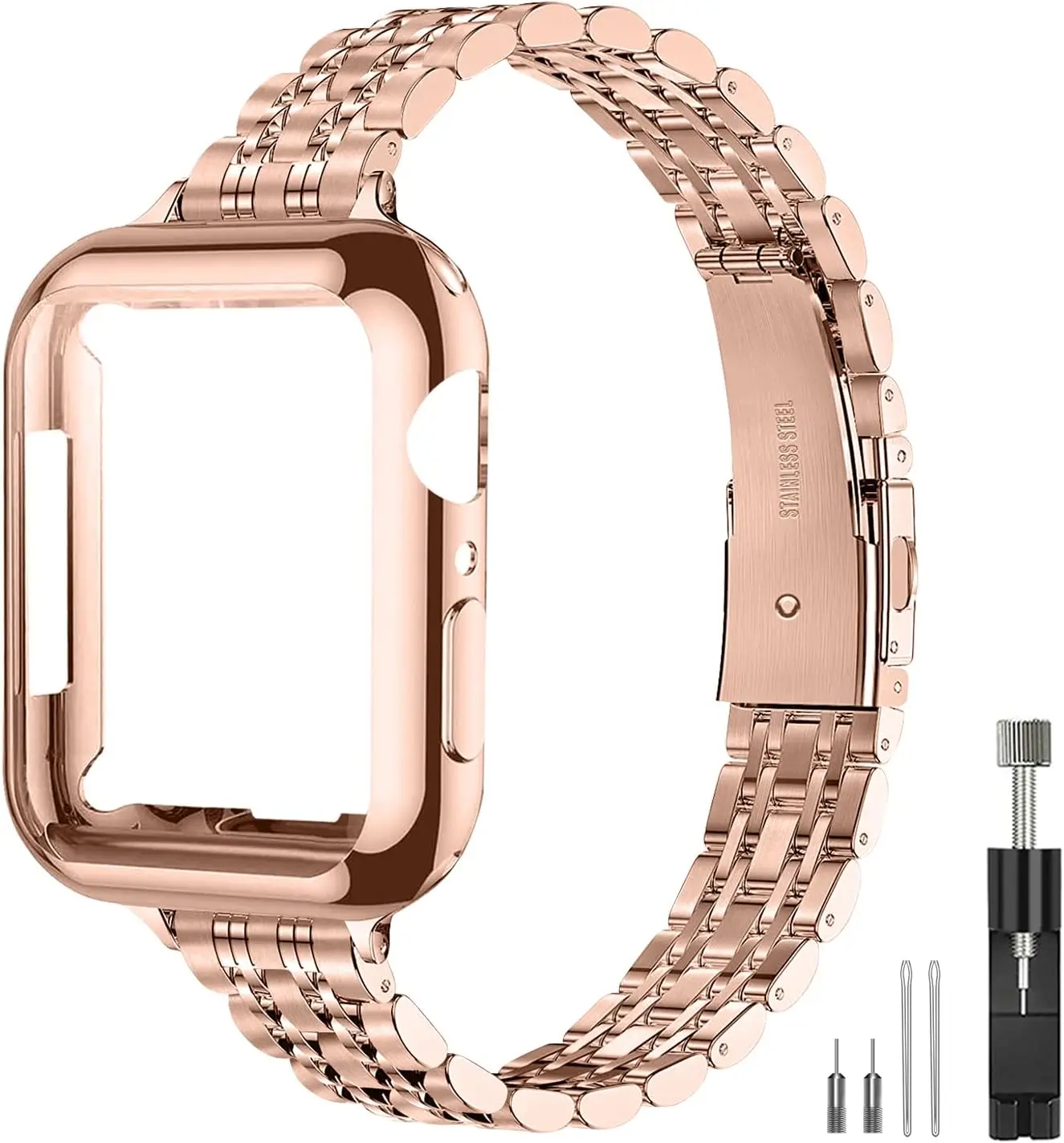 QUNDAXI Slim Watch Band Compatible with Watch 41mm 45mm 42mm 44mm 40mm 38mm Metal stainless steel Watchband suitable for 9/8/7