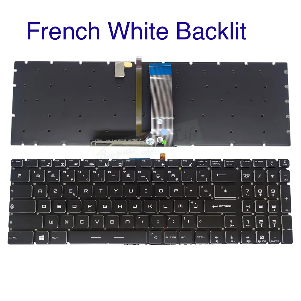 Teclado Retroiluminado Italiano para Msi Fino Francês e Alemão Gf75 8rc 9rd 9rd 9sc 9se Ms17f1 Ms-17f2 17f3 Gv62vr Gv72vr 7rf Eua la fr gr - Imagem 5