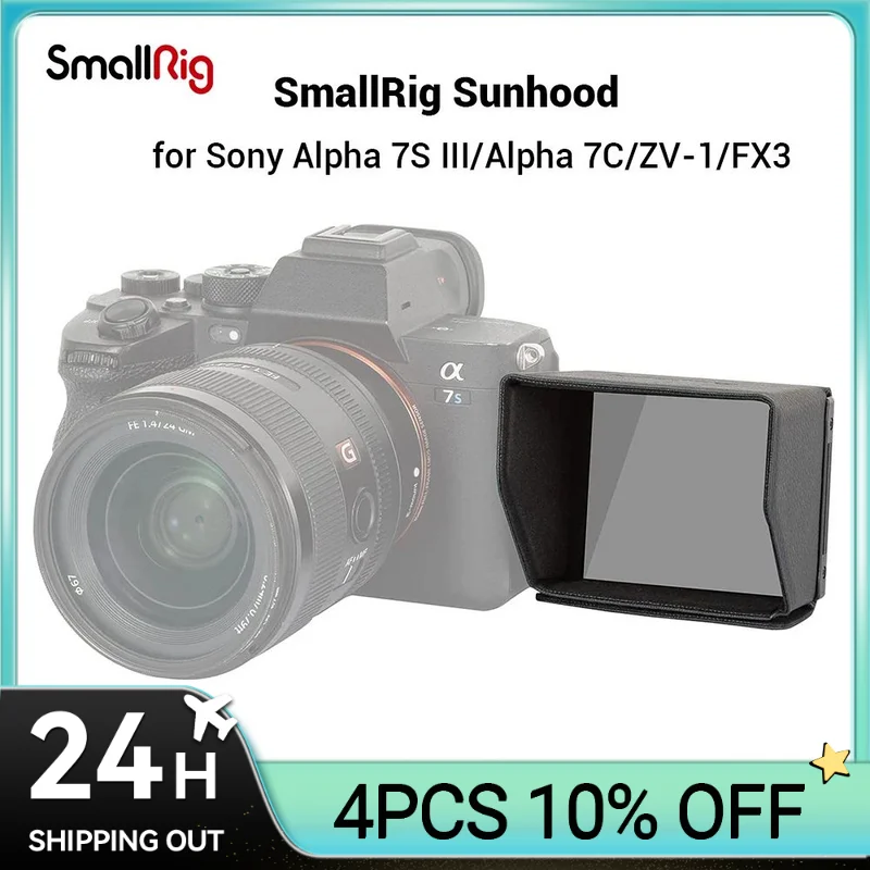 Smallrig Sunhood Per Fotocamera Sony Alpha 7S Iii/A 7C Ii/A 7C/A/Zv-1/Zv-E10/Fx3 Nylon Facile Da Impugnare E Rimuovere Accessori 3206