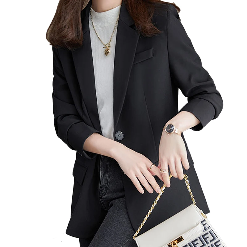 

Весенне-осенний Стильный Модный Универсальный женский однотонный Повседневный модный костюм с длинными рукавами