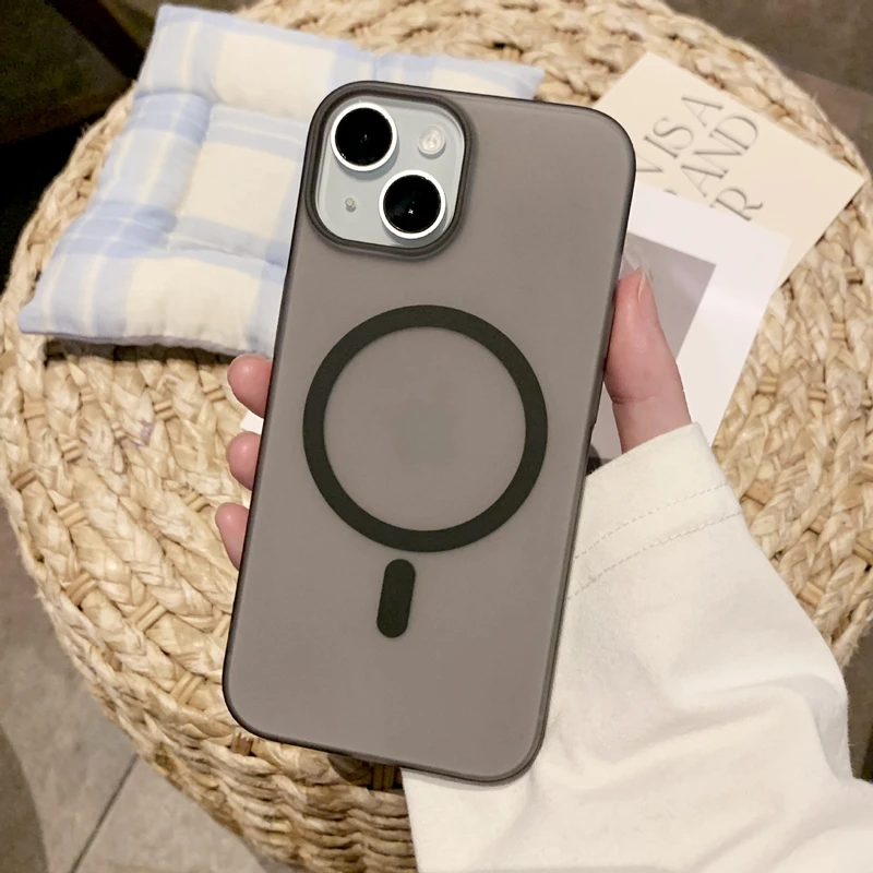 Matte Translucent Magnetic Case with Wireless Charging Support - Ultra Thin Hard PC Cover