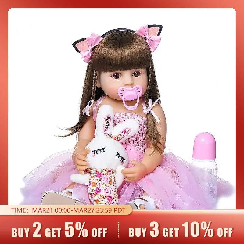 Npk Original 50Cm Reborn Baby Toddler Doll Full Silicone Body Vinyl Toy For Girl Princess Bebe Giocattolo Di Accompagnamento Regalo Di Natale