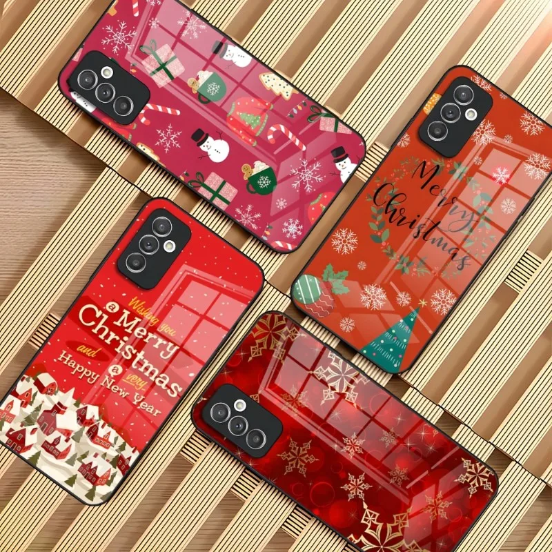 Merry Christmas Tree Santa Snowflake Custodia Per Telefono Per Samsung S20 S30 S32 S23 S21 S9 S10E S21Fe Note Glass Cover