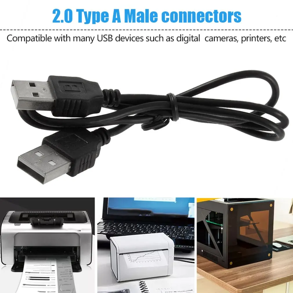 

Double USB Computer Extension Cable 0.5M 1M USB 2.0 Type A Male to A Male Cable Hi-Speed 480 Mbps Black Data Line Cables