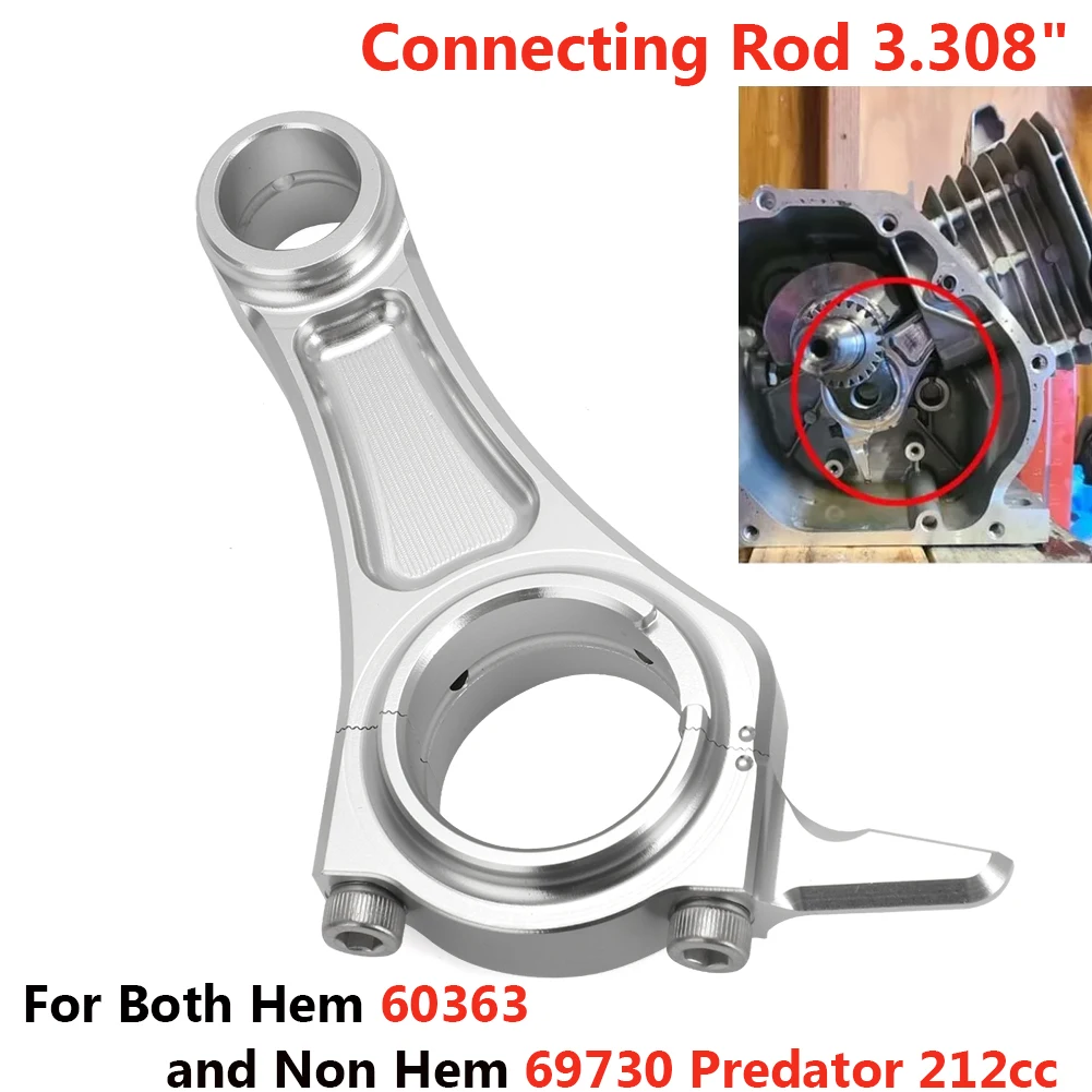 Billet Aluminum Connecting Rod (3.308" std) For Both Hem 60363 and Non Hem 69730 Predator 212cc billet connecting rod