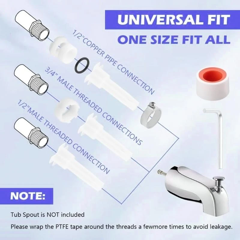 High Performances 4 in 1 Tub Spouts Adapter Accessory for Various Pipe Types