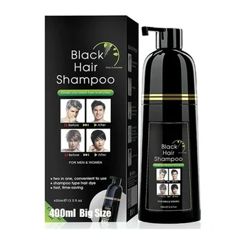 400ml 1 pz Pianta Tintura Per Capelli Tintura e Protezione Una Copertura Capelli Bianchi Pettinatura Nero Uomini e Donne Crema Colorante Nera Naturale 1