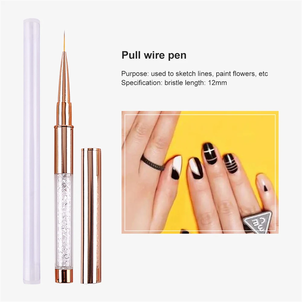 Nail Art Liner Brush Carving UV Gel Polishing Grid Line Stripes Painting Pen Acrylic Lines Liner Drawing Pen Manicure Tools 5
