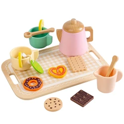 Wooden Tea Party Play Set for Toddlers - Pretend Toy Food and Kitchen Accessories (Tea Time)
