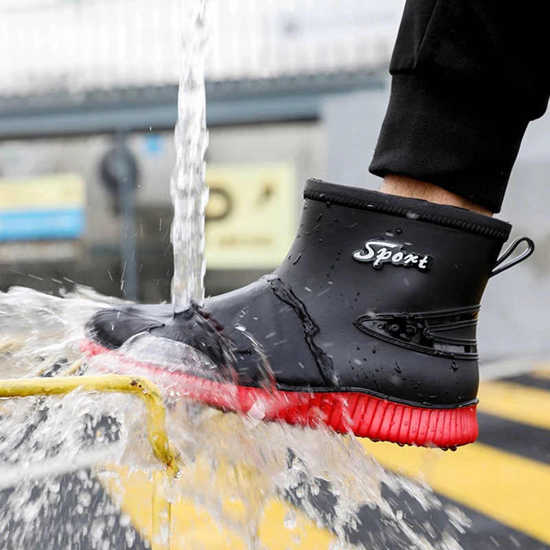 

New Men's Fashion Non-Slip Rain Boots Outdoor Non-Slip Fishing Boots Kitchen Work Shoes Unisex Comfortable Waterproof Work Shoes