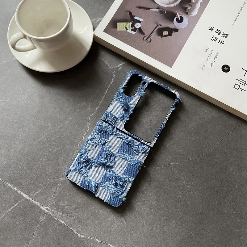 

for Oppo Find N2 Flip Case, PC Material Hard Cover Cute Phone Case. Fabric Pattern Phone Case