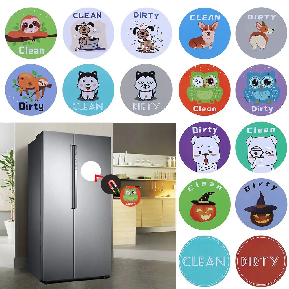 Funny Halloween Cat Dishwasher Magnet - Clean/Dirty Sign, Double Sided, Cute Kitchen Decor