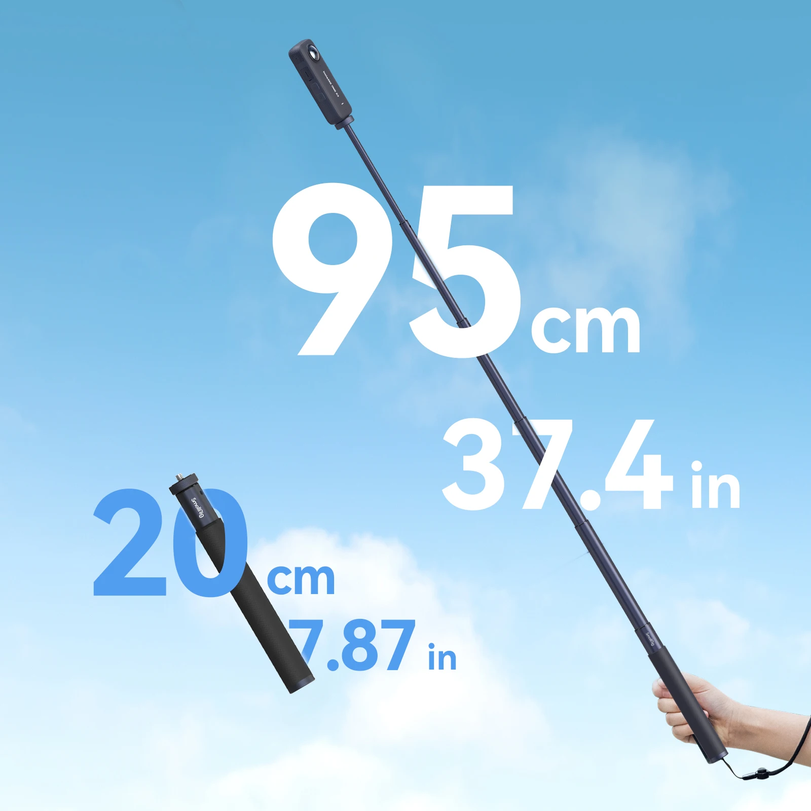 SmallRig Selfie Stick For Action Cameras Support Smartphone For GoPro 12 10 9 8 Insta360 X3 DJI Action 3 AKASO-5403