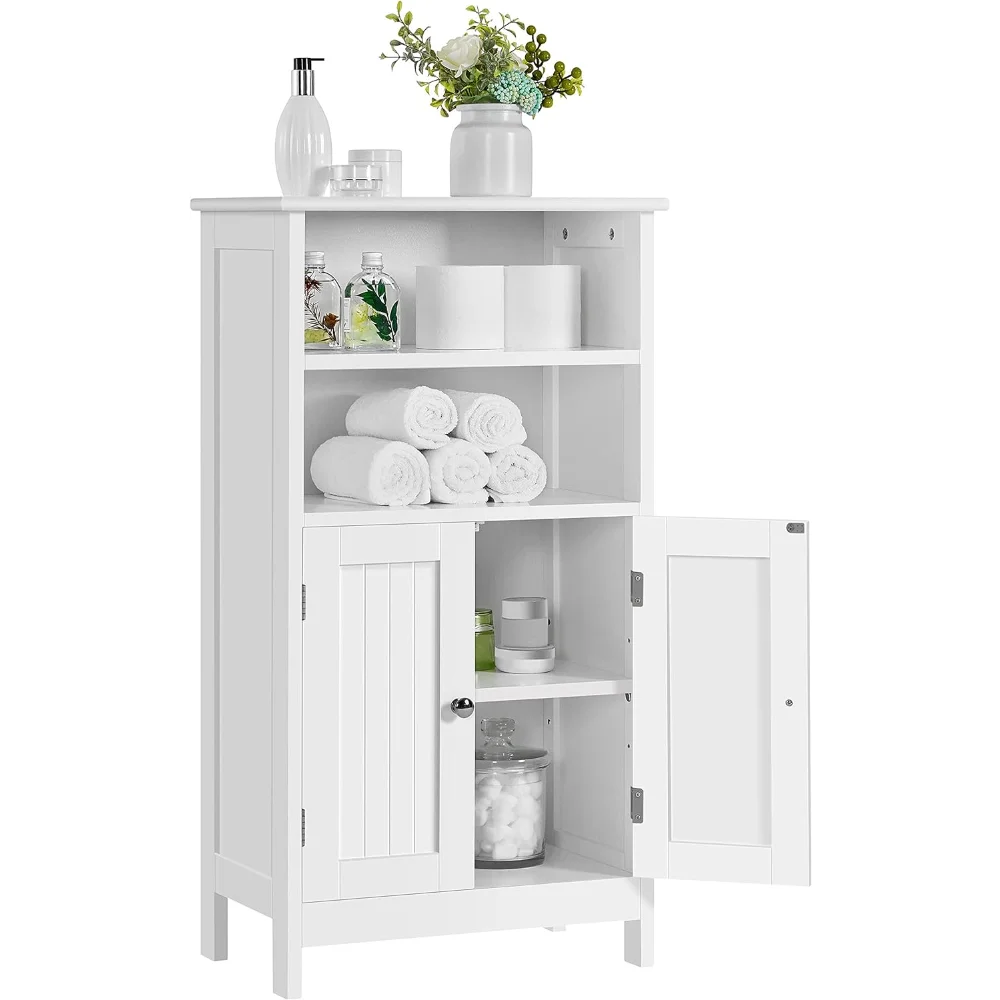 

Bathroom Floor Cabinet, Free Standing Cabinet with Double Door and Adjustable Shelf, Side Tall Storage Organizer for Living Room